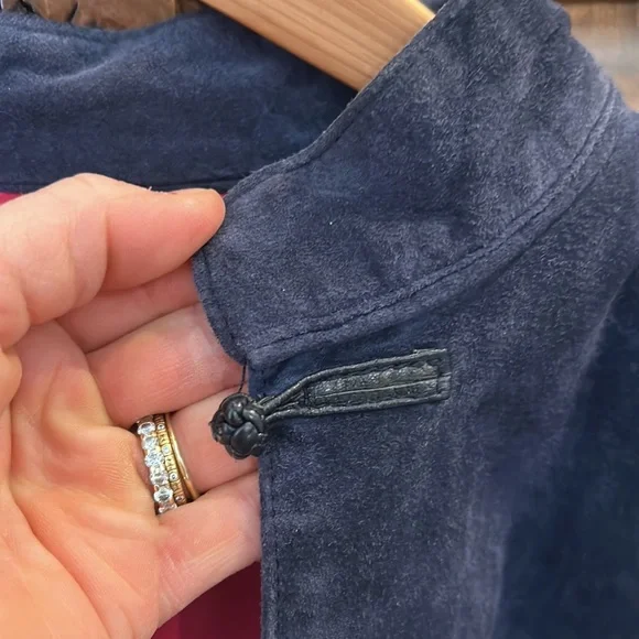 Shanghai Tang Size small women’s leather navy beautiful!!! Coat - Picture 2 of 16